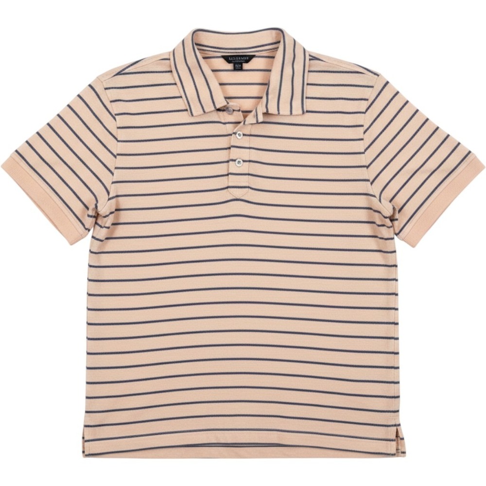 Liverpool Mens Polo XXL Peach Blue Striped Knit Short Sleeve Casual Preppy